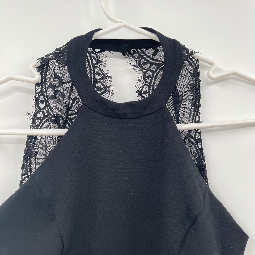 Lulus Women's Size‎ S Black Lace Halter Bodycon Party Cocktail Mini Dress - Picture 3 of 12